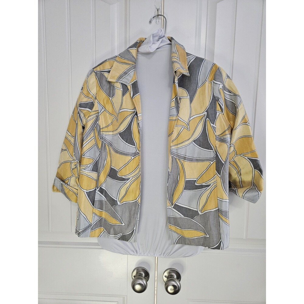Alfred Dunner Retro Blazer Yellow Silver Grey White 6P Petite
